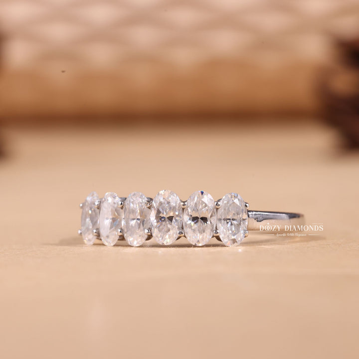 Oval Cut Lab Grown Diamond EF/VVS Six Stone Wedding Band