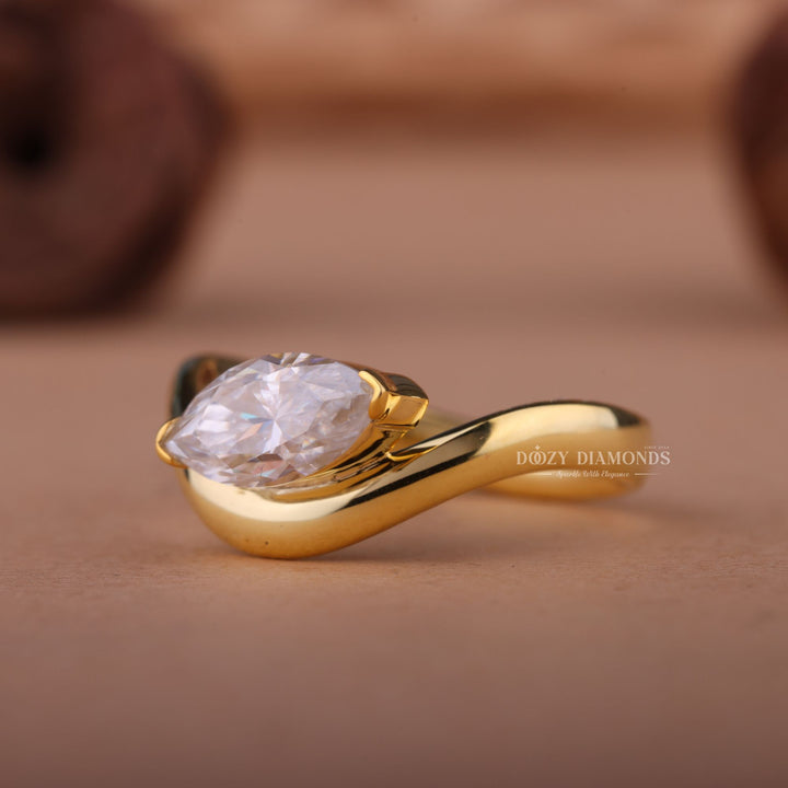 1.50CT-2.50CT Marquise F/VS1 Lab Grown Diamond Unique Wave Engagement Ring