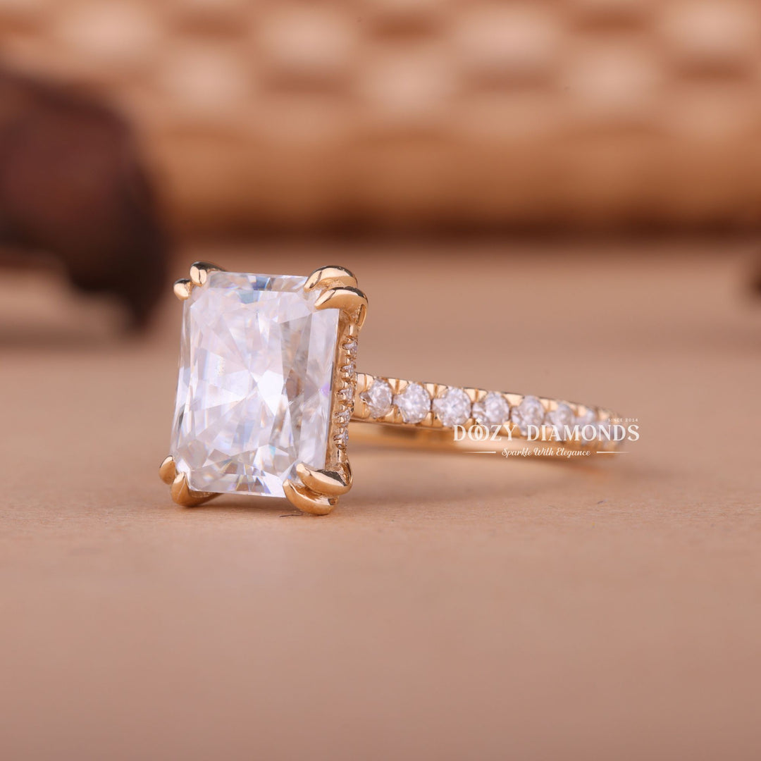2.50CT-3.50CT Radiant E/VS2 Lab Created Diamond Hidden Halo Engagement Ring