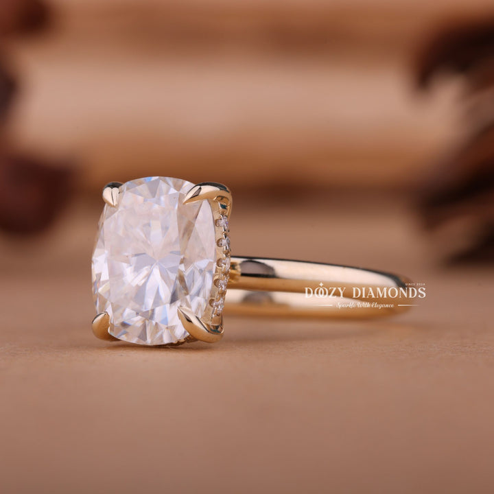2.0CT-3.0CT Cushion E/VS1 Lab Created Hidden Halo Diamond Engagement Ring