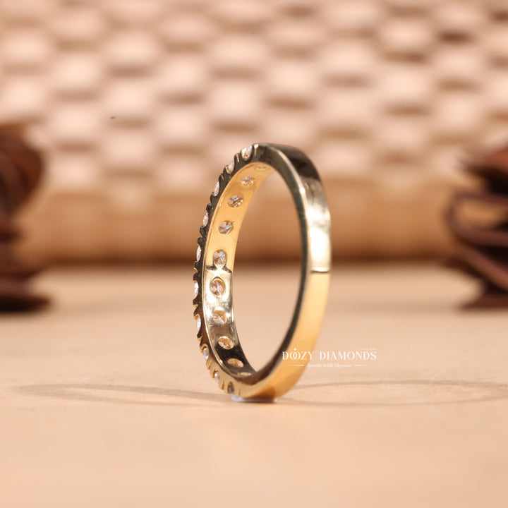 Round Cut Lab Grown Diamond EF/VVS Half Eternity Wedding Band