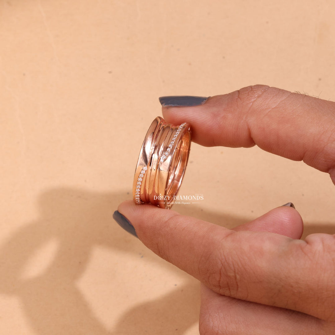 Round Cut Lab Grown Diamond EF/VVS Cigar Wedding Band for Her