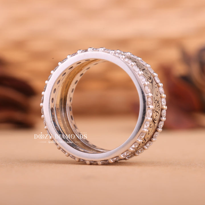 Round Cut Lab Grown E/VS2 Vintage Milgrain Engagement Ring