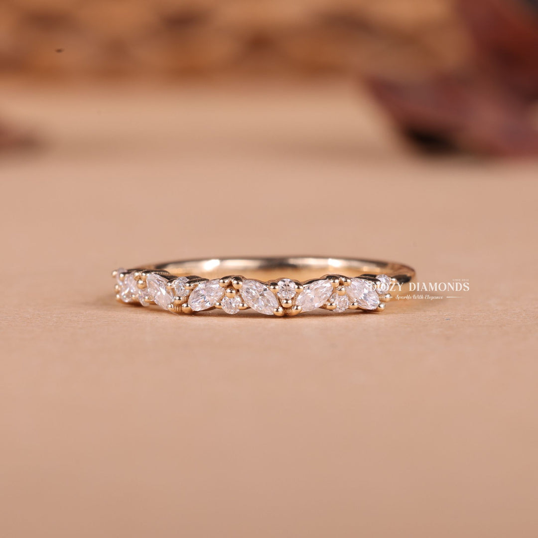 Round & Marquise Lab Grown Diamond EF/VVS Half Eternity Wedding Band