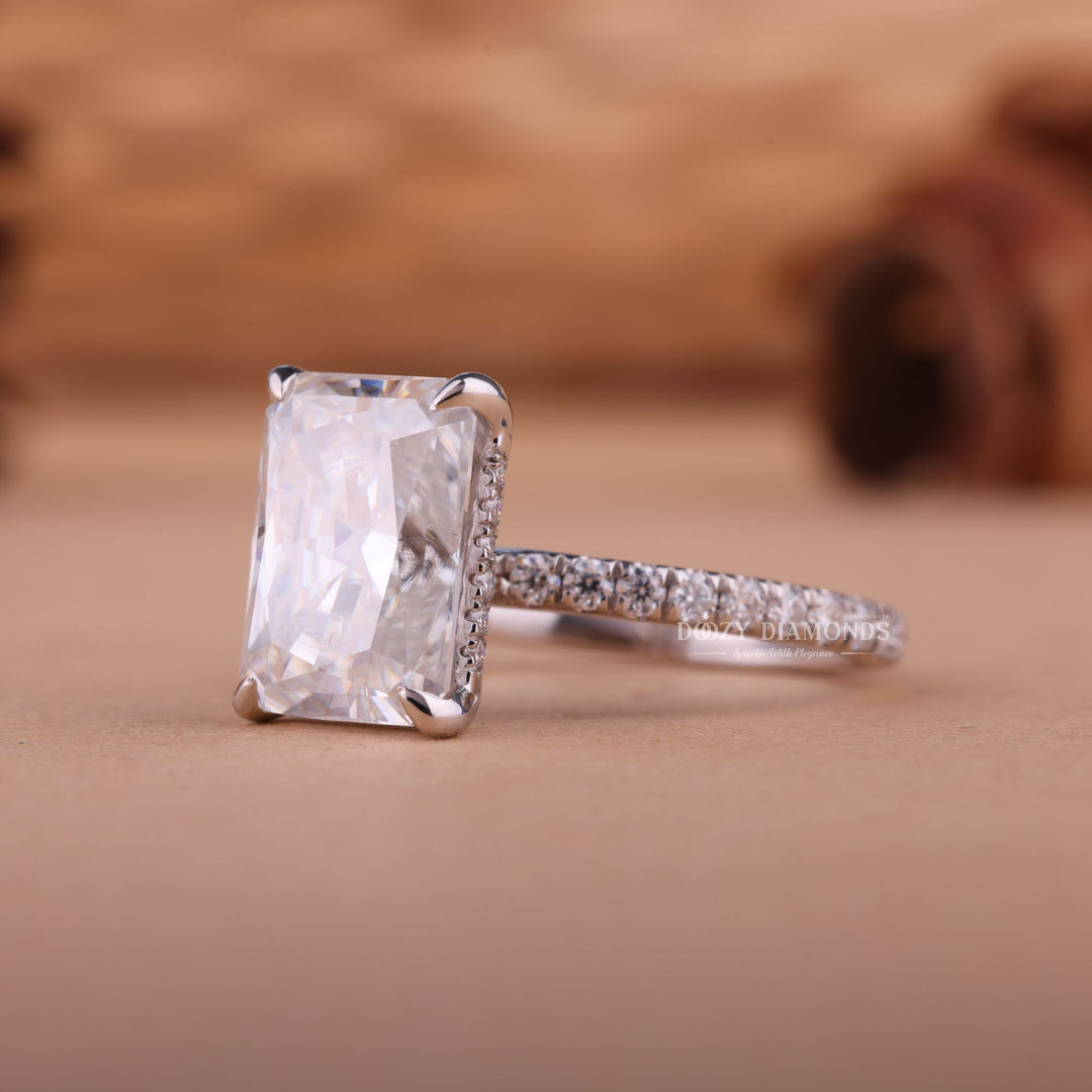 2.0CT-3.0CT Radiant F/VS1 Lab Grown Diamond Hidden Halo Engagement Ring