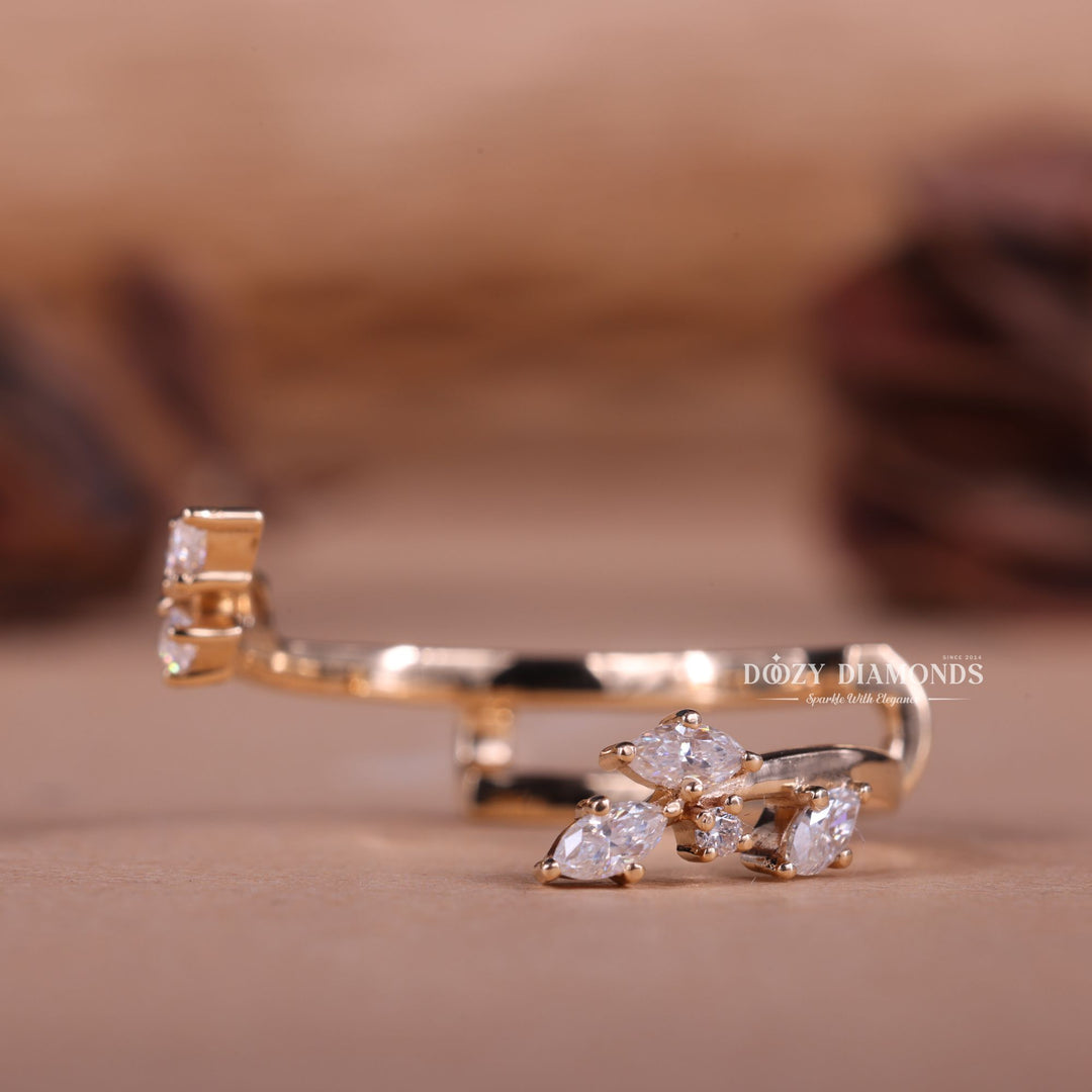 Round & Marquise EF/VVS Diamond Lab Grown Open Wedding Band
