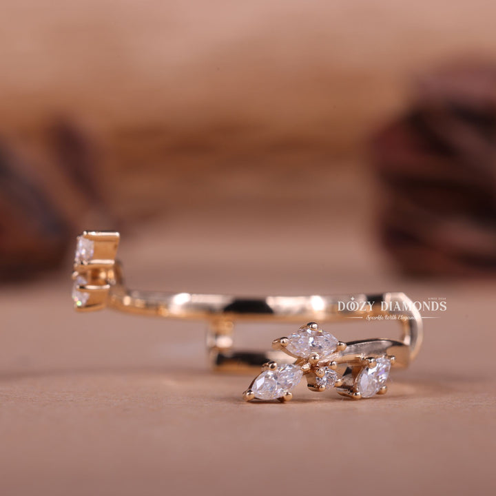 Round & Marquise EF/VVS Diamond Lab Grown Open Wedding Band