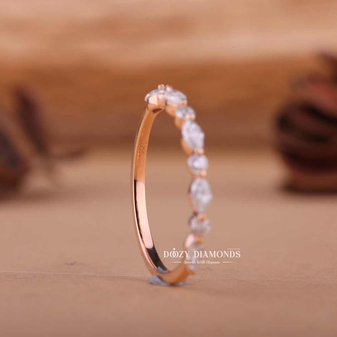 Round & Marquise EF/VVS Diamond Lab Grown Alternative Wedding Band