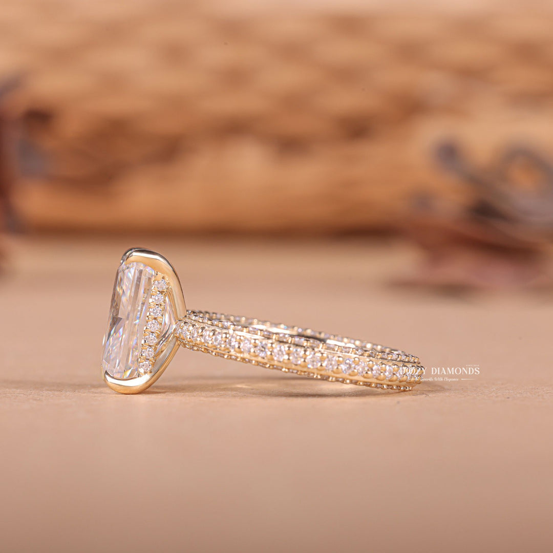 3.0CT - 4.0CT Radiant E/VS2 Lab Grown Diamond Micro Pave Engagement Ring - Doozy Diamonds
