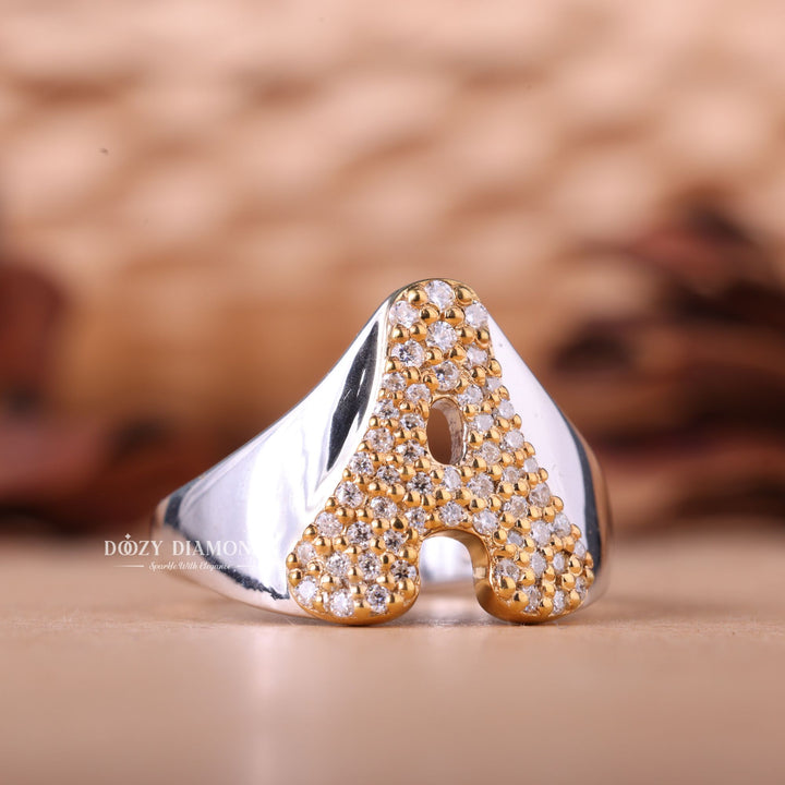 'A' Latter Round Cut Lab Grown E/VS2 Engagement Ring for Her