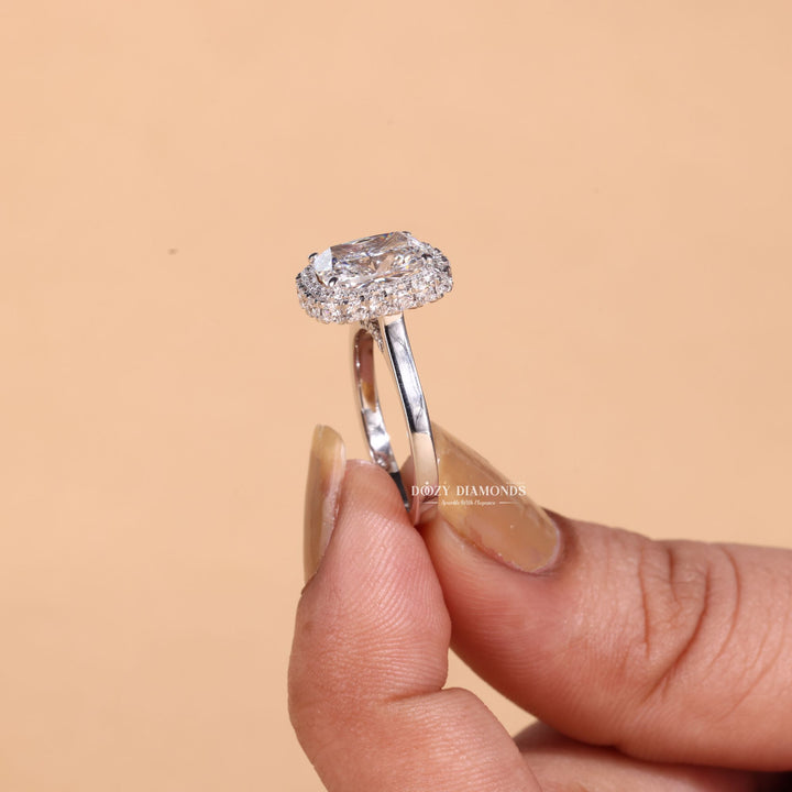 2.50CT-3.50CT Cushion Cut E/VS1 Lab Grown Double Halo Diamond Engagement Ring