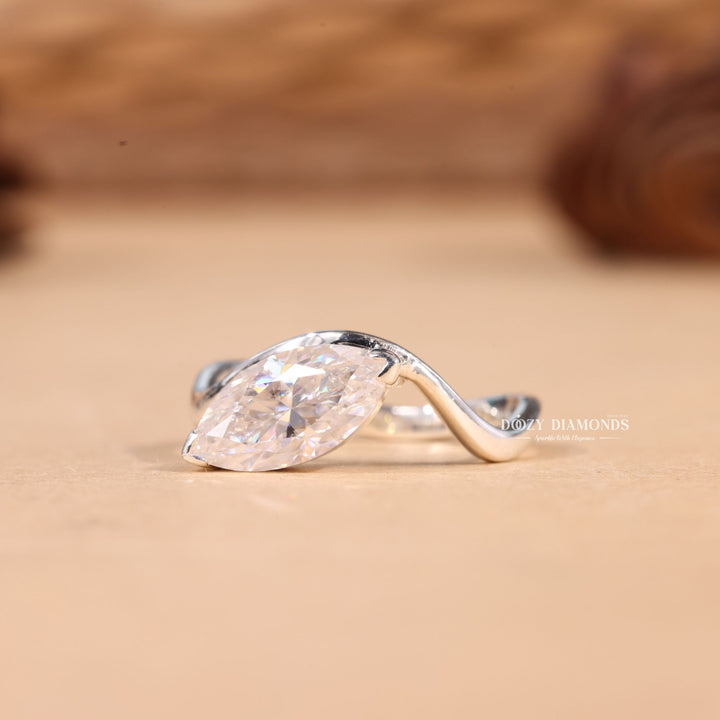 2.0CT-4.0CT Marquise Cut E/VS1 Lab Grown Diamond Waves Engagement Ring