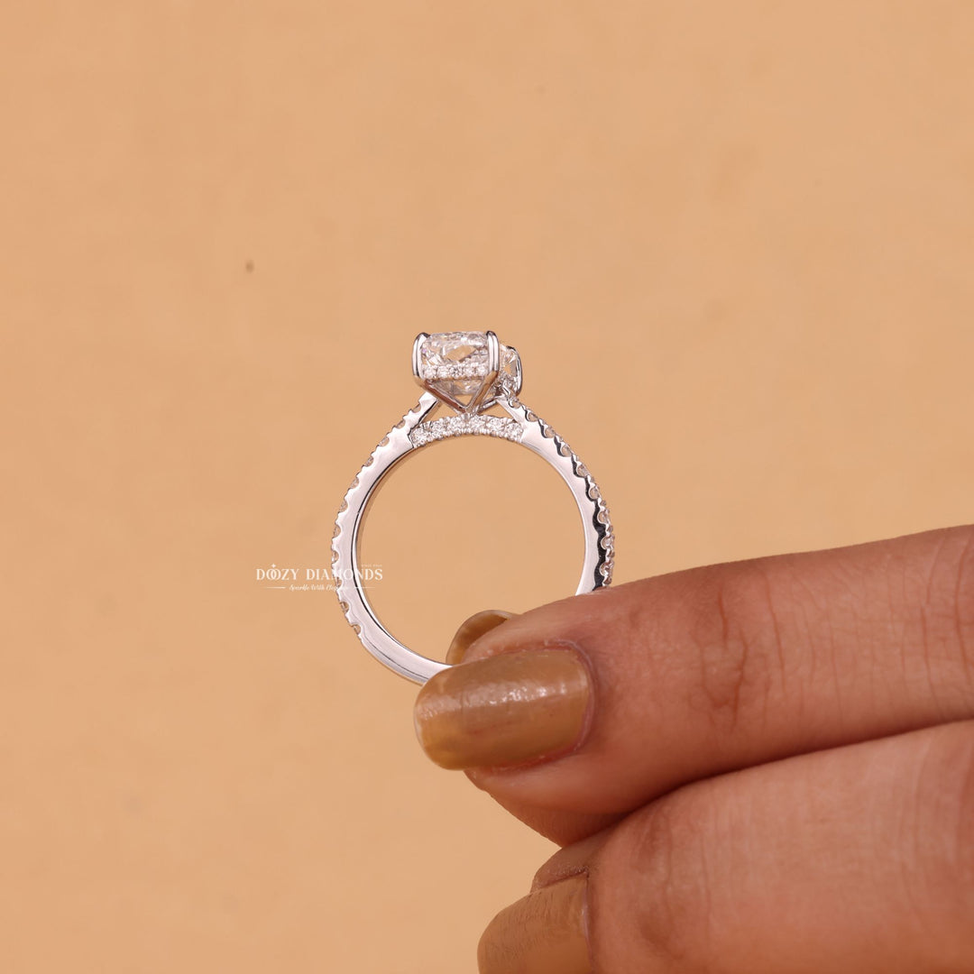 1.50CT-2.50CT Radiant Cut F/VS2 Lab Grown Diamond Hidden Halo Engagement Ring