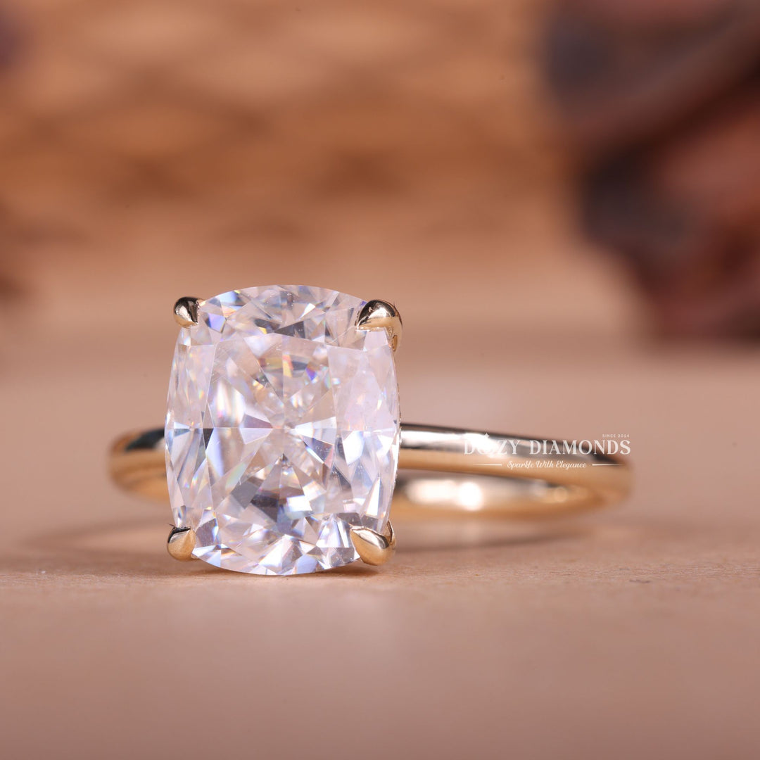 2.50CT-3.50CT Elongated Cushion E/VS1 Lab Created Hidden Halo Engagement Ring