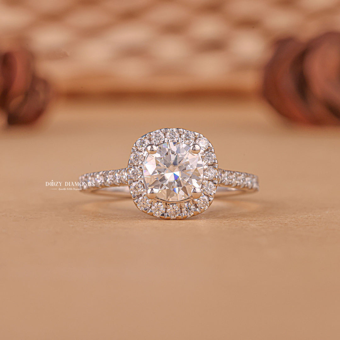 0.50CT - 1.50CT Round Cut F/VS1 Lab Grown Diamond Halo Engagement Ring - Doozy Diamonds