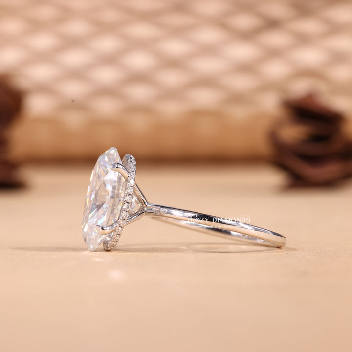 3.0CT-4.0CT Elongated Oval E/VS1 Lab Grown Hidden Halo Solitaire Engagement Ring