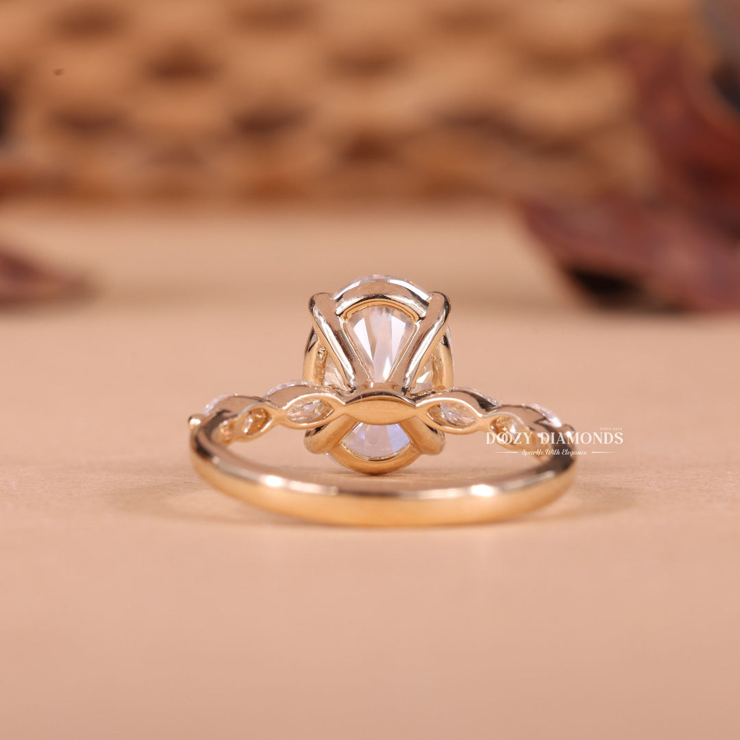 2.50CT-3.50CT Oval F/VS2 Lab Grown Diamond Pave Engagement Ring