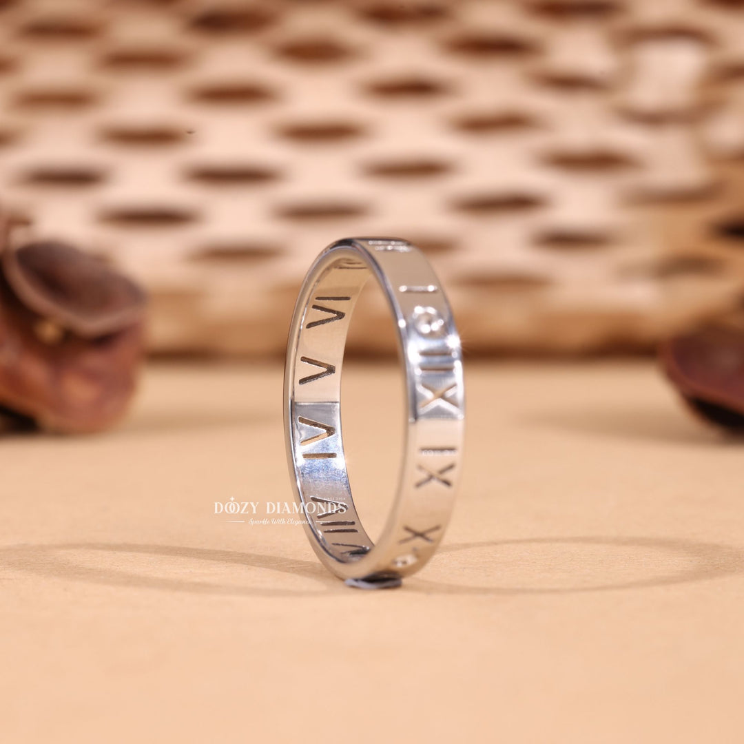 14K Solid White Gold Wedding Band for Anniversary Gift
