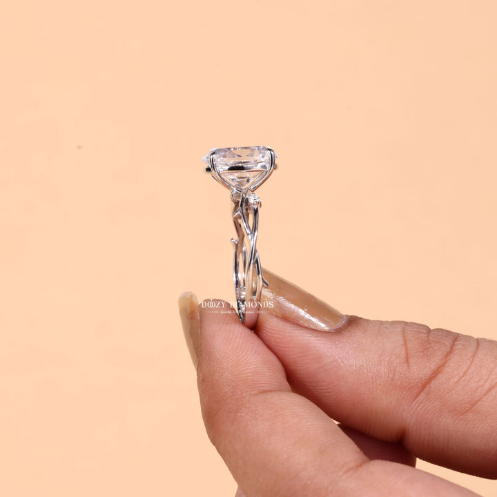 2.50CT-3.50CT Oval Cut E/VS1 Lab Grown Diamond Nature Inspired Engagement Ring