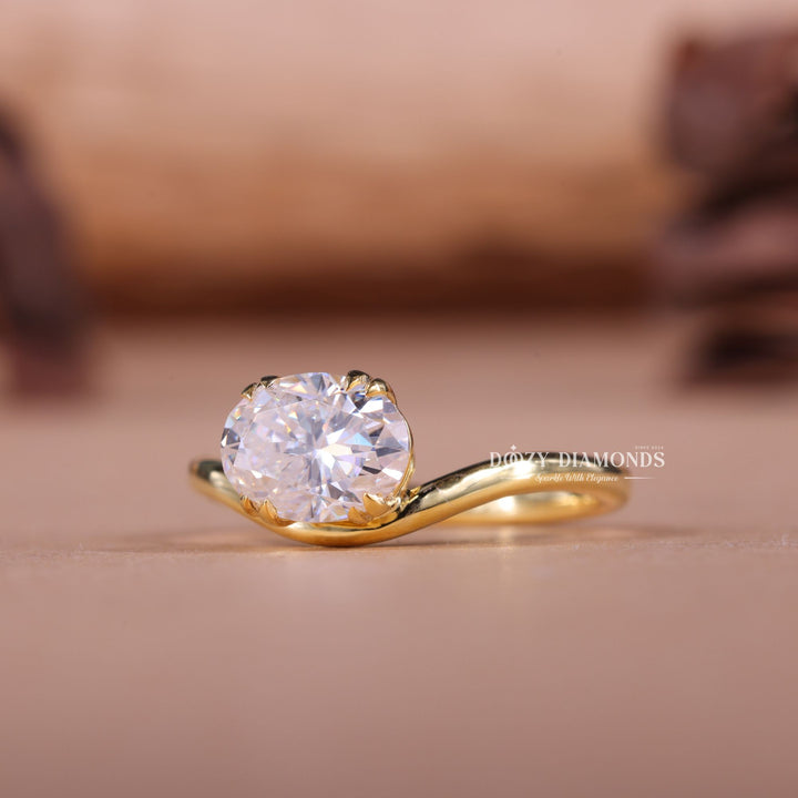 2.0CT-3.0CT East West Oval E/VS1 Lab Created Diamond Wave Engagement Ring