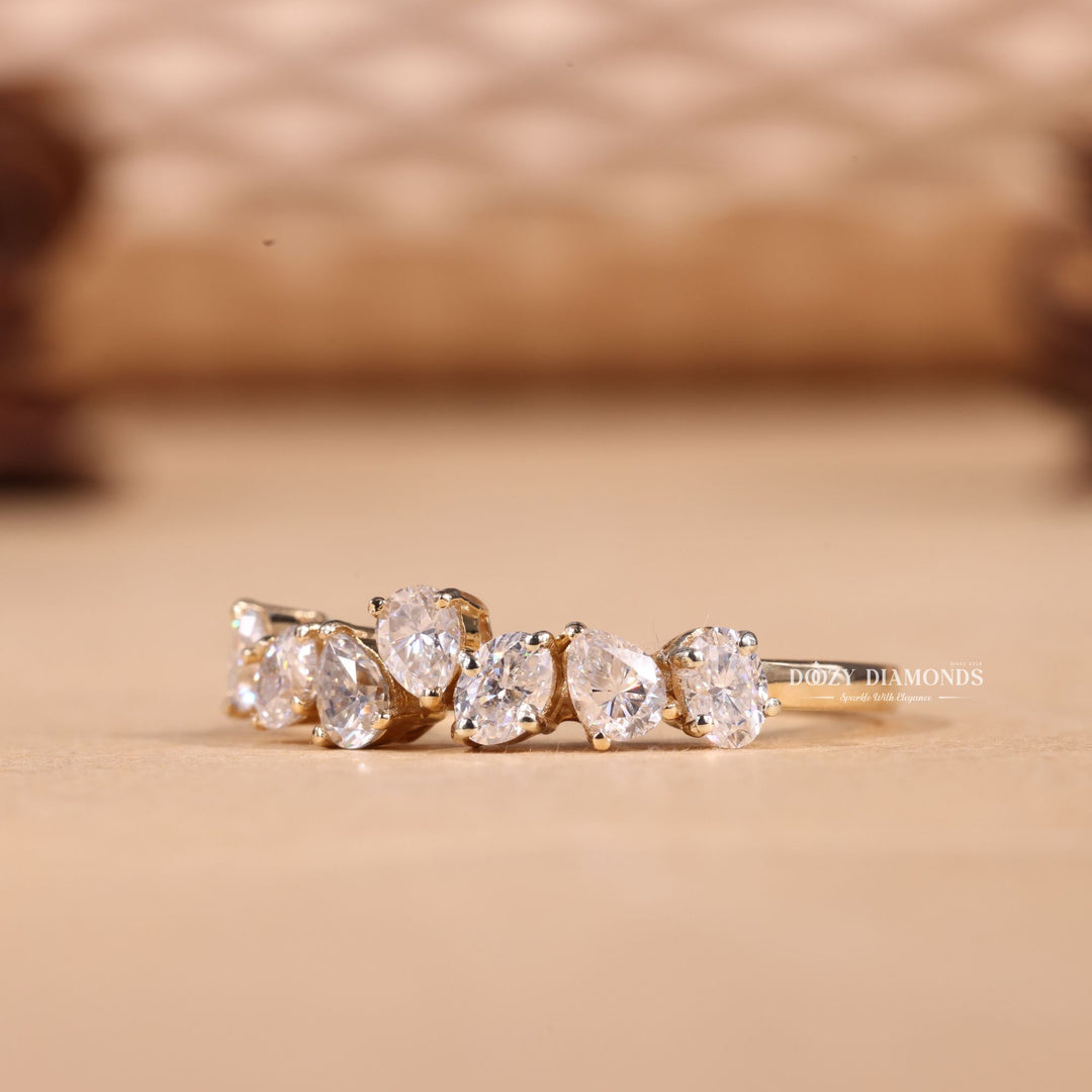 Oval & Pear Cut Lab Grown Diamond EF/VVS Cluster Wedding Band