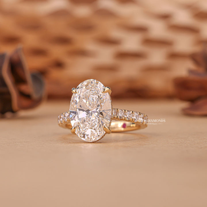 3.0CT - 4.0CT Oval Cut F/VS1 Hidden Halo Lab Grown Diamond Engagement Ring - Doozy Diamonds