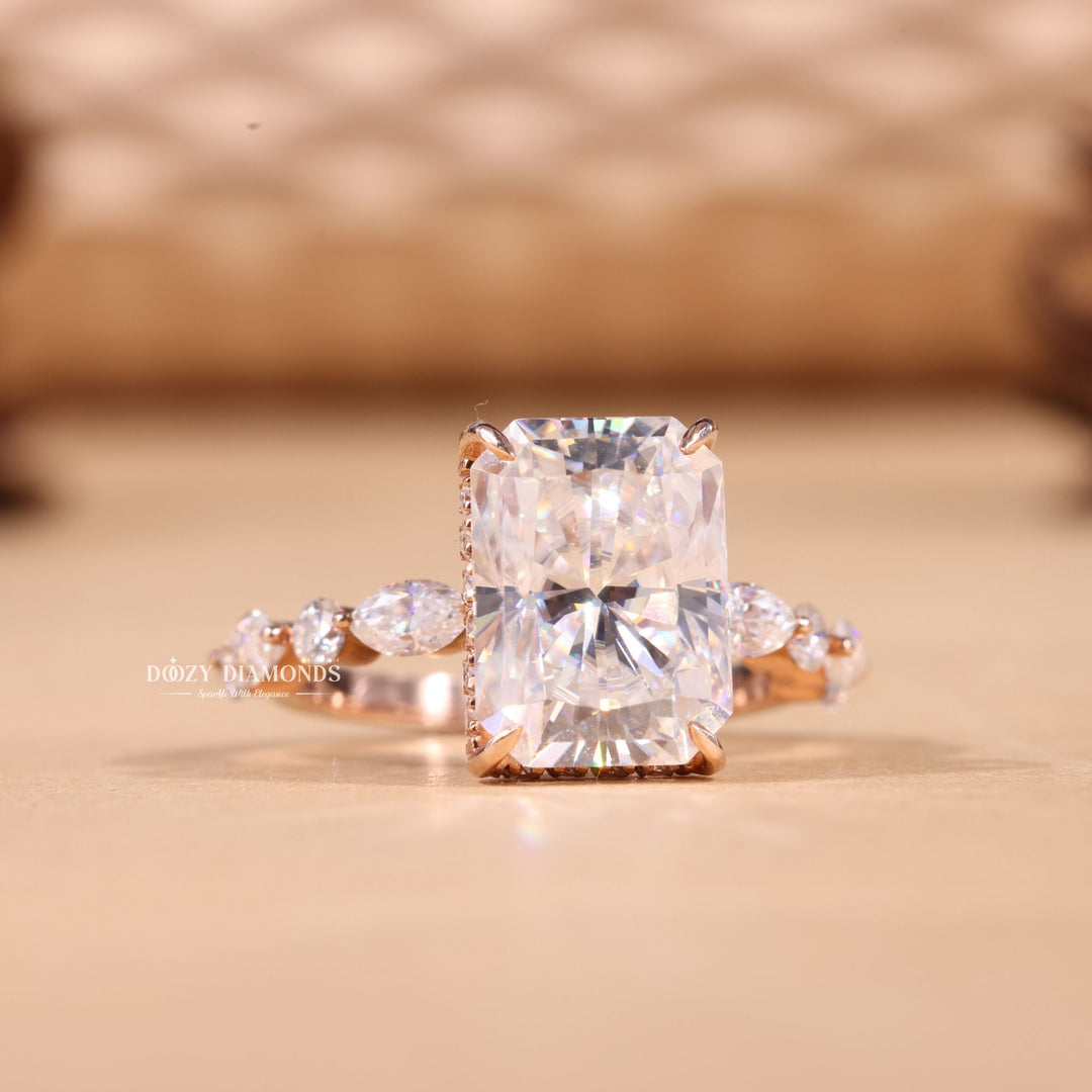 3.0CT-4.0CT Radiant F/VS1 Lab Grown Diamond Pave Engagement Ring