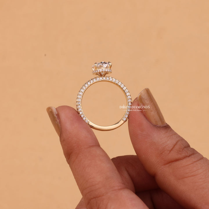 2.50CT-3.50CT Oval Cut F/VS1 Lab Grown Hidden Halo Diamond Engagement Ring