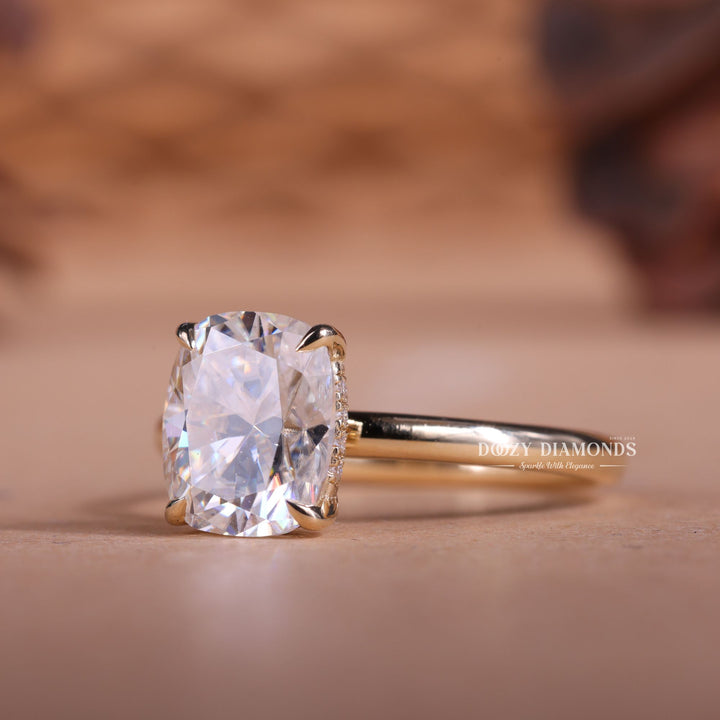 1.50CT-2.50CT Elongated Cushion E/VS1 Hidden Halo Lab Created Engagement Ring