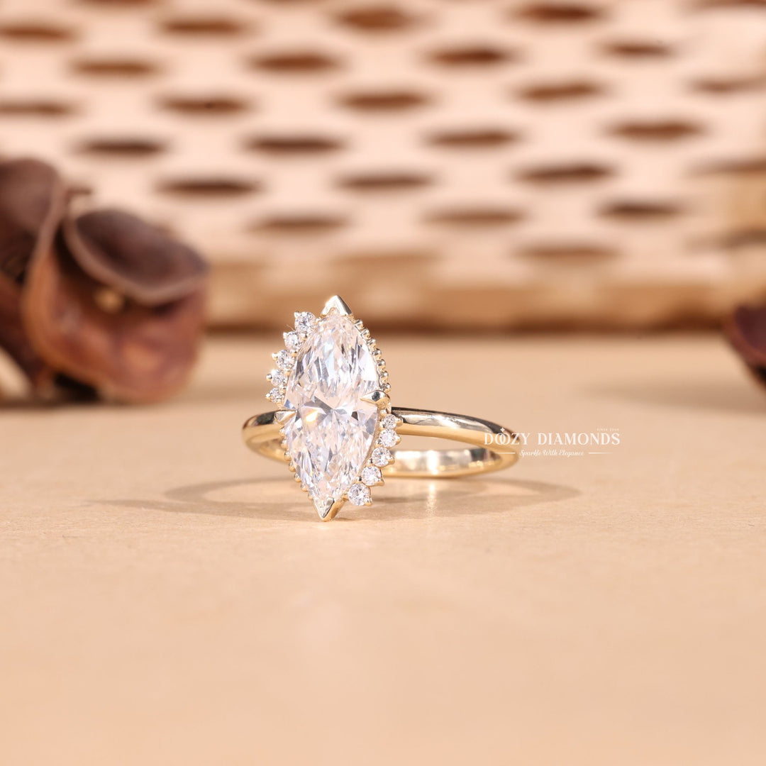 2.0CT-3.0CT Marquise Cut F/VS2 Lab Grown Vintage Cluster Diamond Engagement Ring
