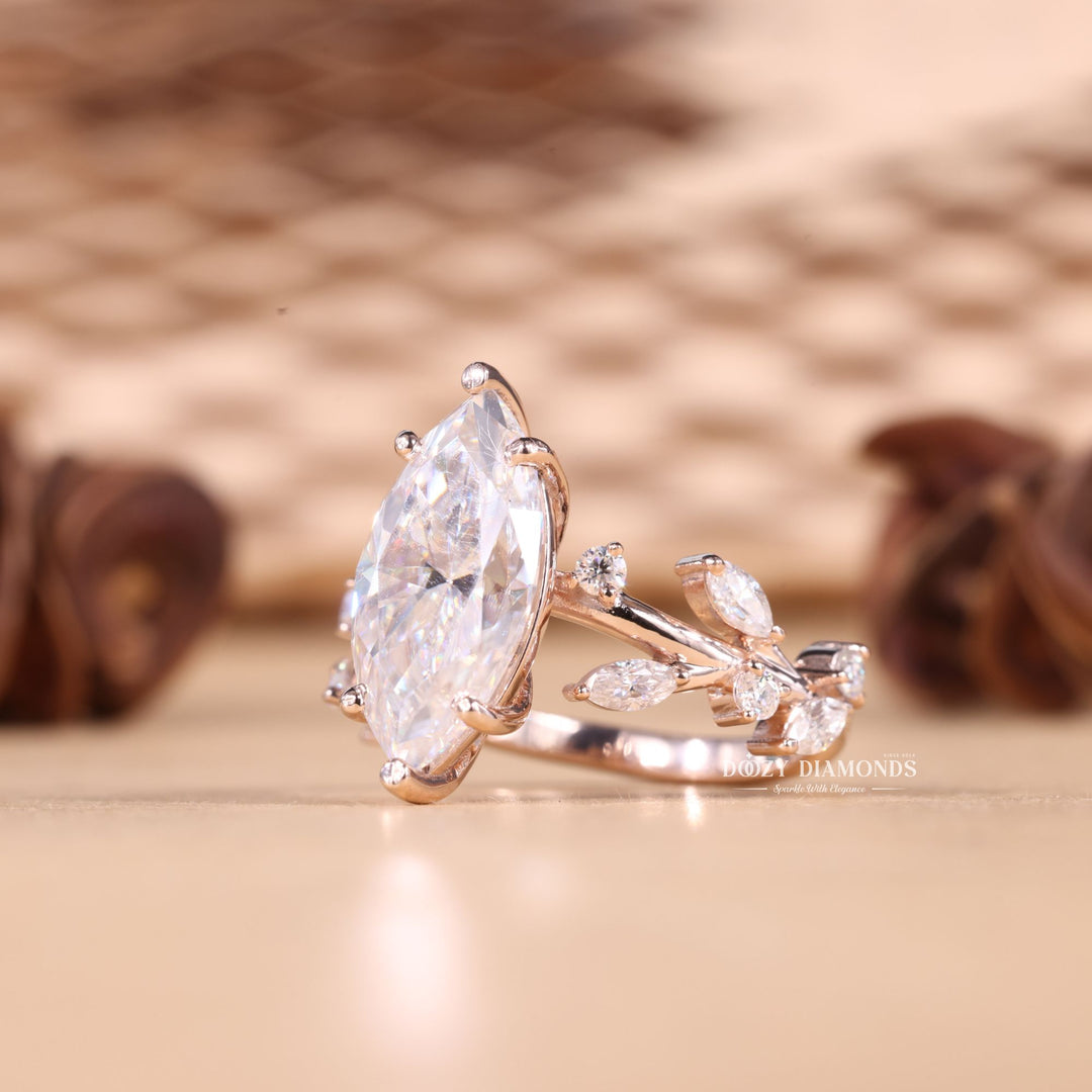 2.0CT-3.0CT Marquise Cut F/VS1 Lab Grown Diamond Nature Inspired Engagement Ring