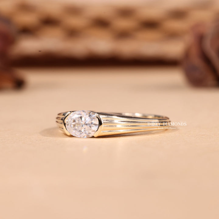 0.50CT-1.50CT East West Oval F/VS2 Lab Grown Diamond Engagement Ring