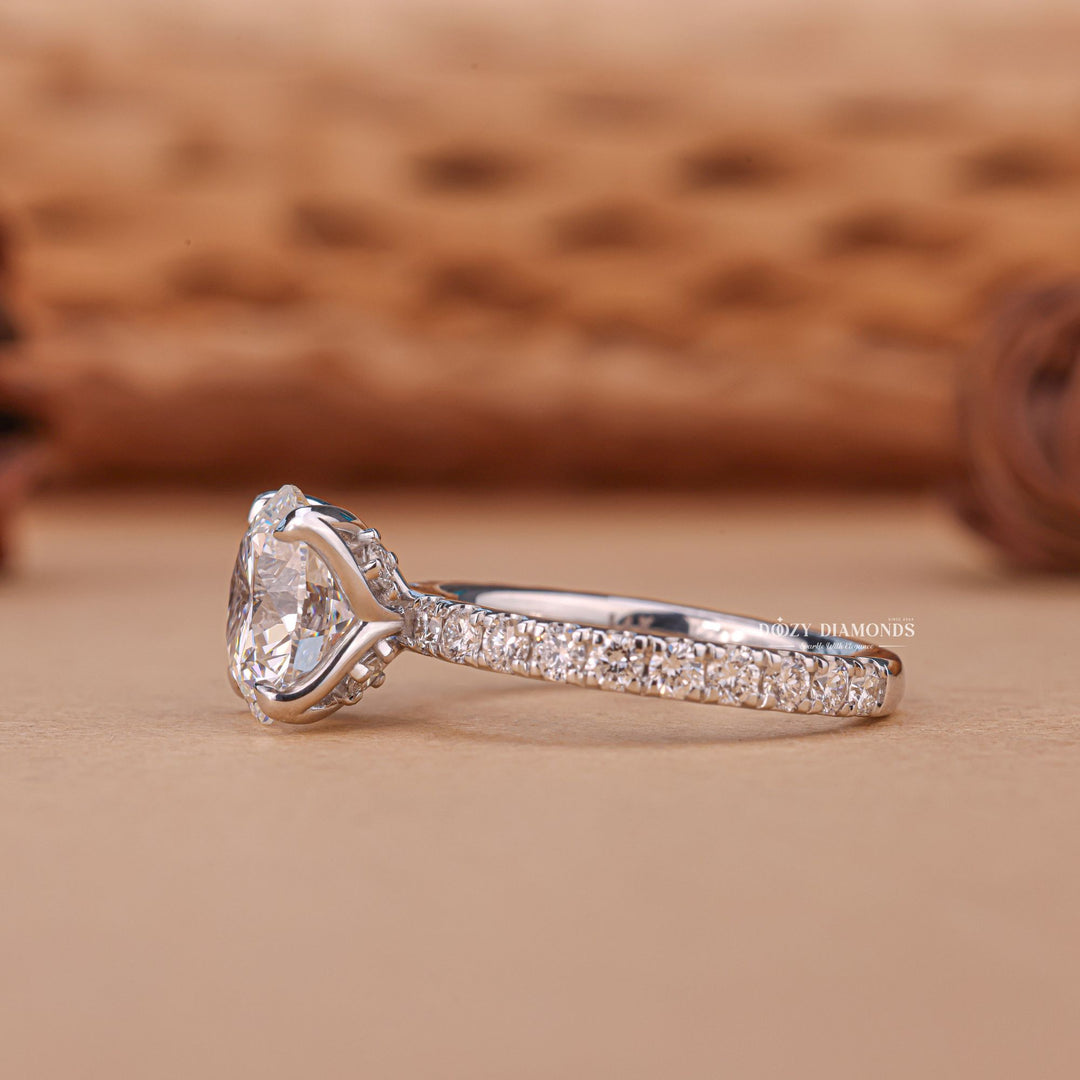 2.50CT Round Cut F/VS2 Lab Grown Diamond Tulip Set Engagement Ring