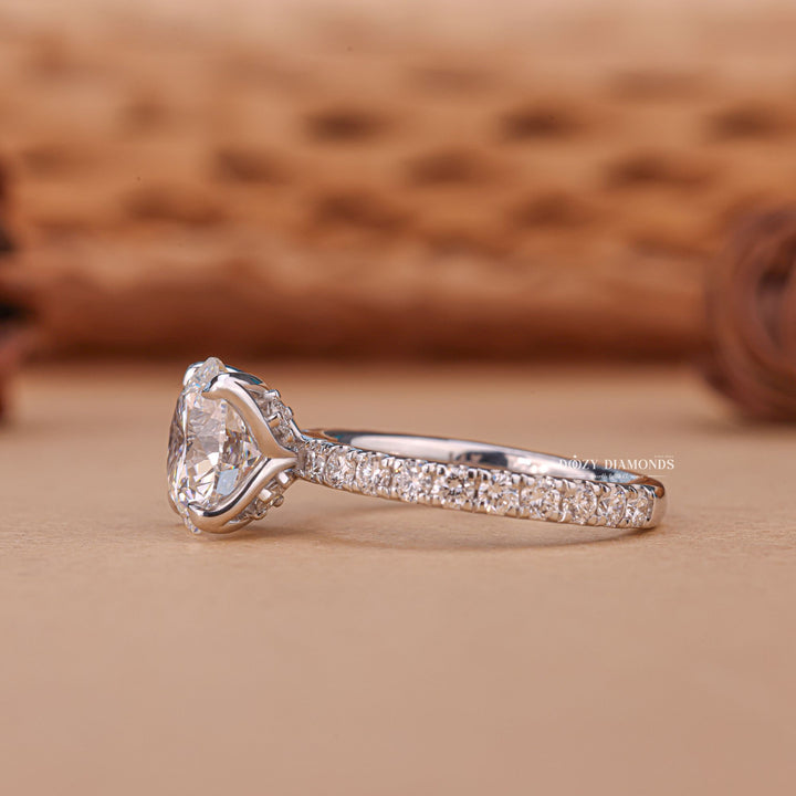 2.50CT Round Cut F/VS2 Lab Grown Diamond Tulip Set Engagement Ring