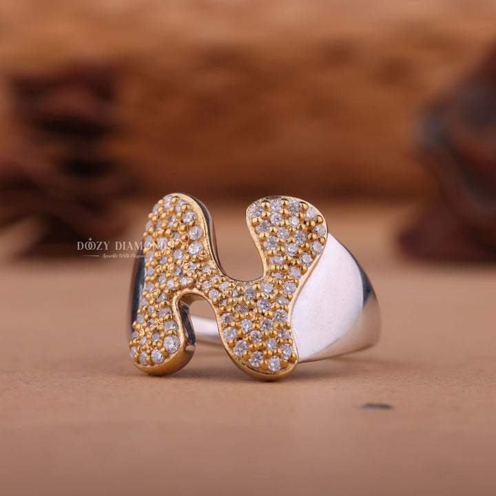 Round CVD F/VS2 Diamond N Latter Engagement Ring for Her