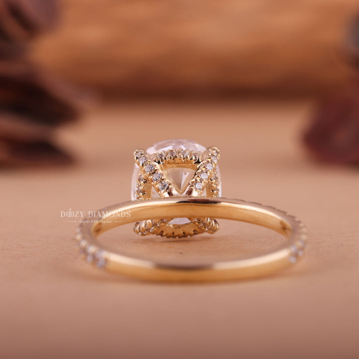 1.50CT-2.50CT Cushion F/VS1 Lab Grown Diamond Hidden Halo Engagement Ring