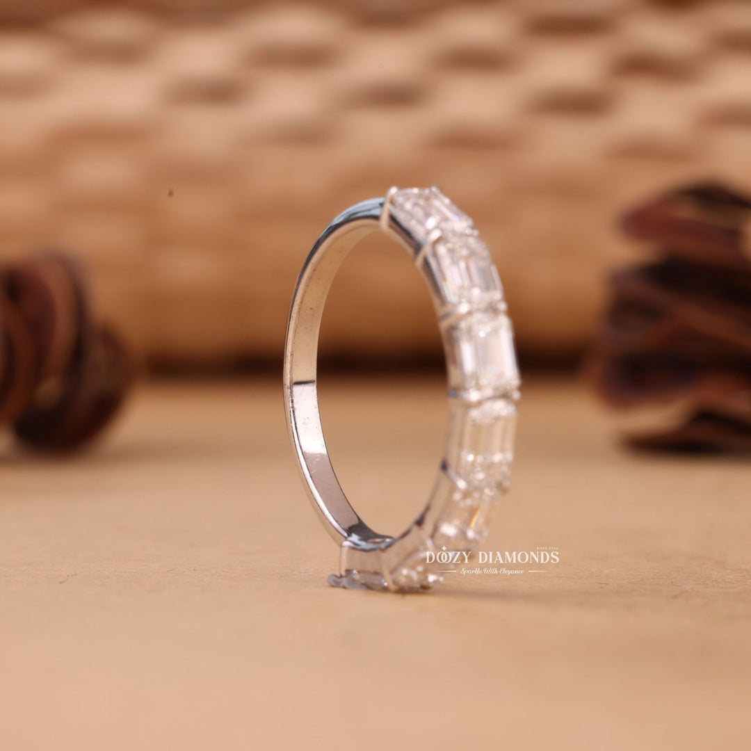 Emerald Cut Lab Grown Diamond EF/VVS Half Eternity Wedding Band