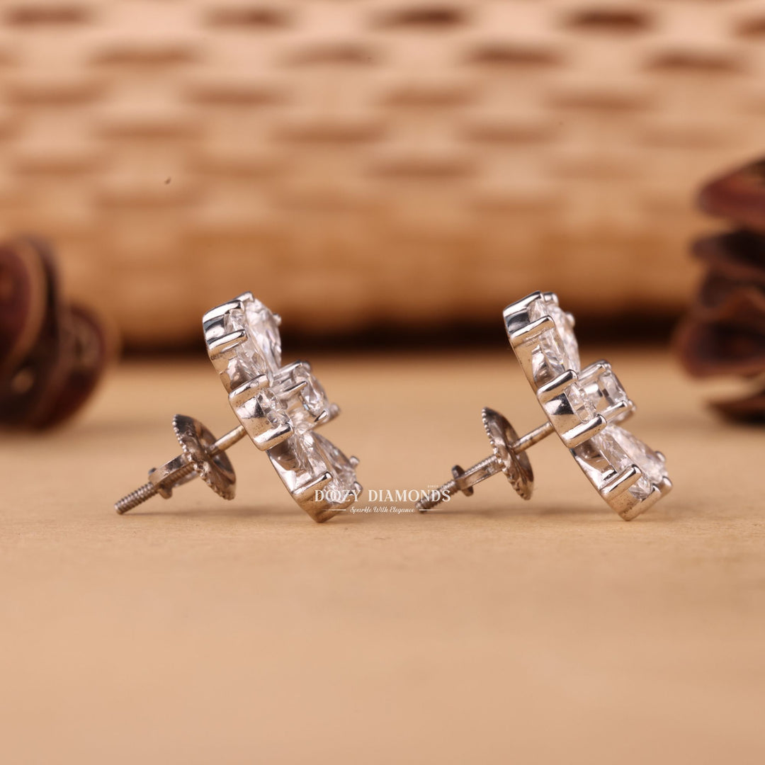 Round & Pear EF-VS2 Lab-Grown Diamond Flower Style Earrings
