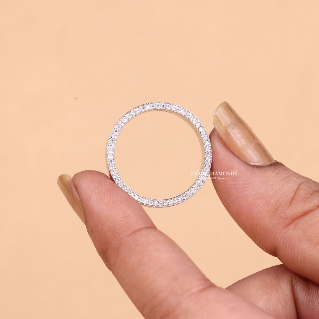 Round Cut Lab Grown Diamond EF/VVS Plain Gold Wedding Band