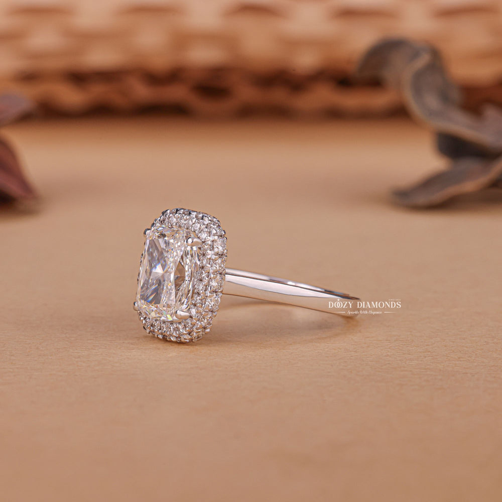 2.50CT - 3.50CT Cushion Cut E/VS1 Lab Grown Double Halo Diamond Engagement Ring - Doozy Diamonds