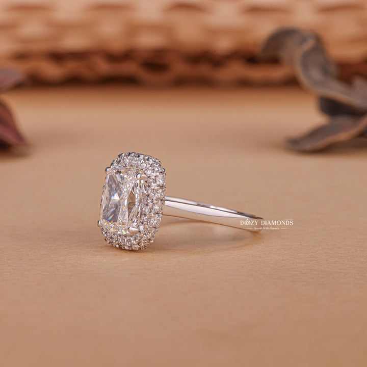 2.50CT - 3.50CT Cushion Cut E/VS1 Lab Grown Double Halo Diamond Engagement Ring - Doozy Diamonds