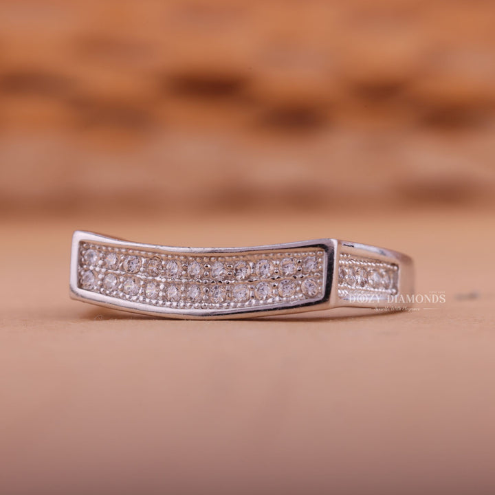 Round Diamond CVD EF/VVS Double Row Wedding Band