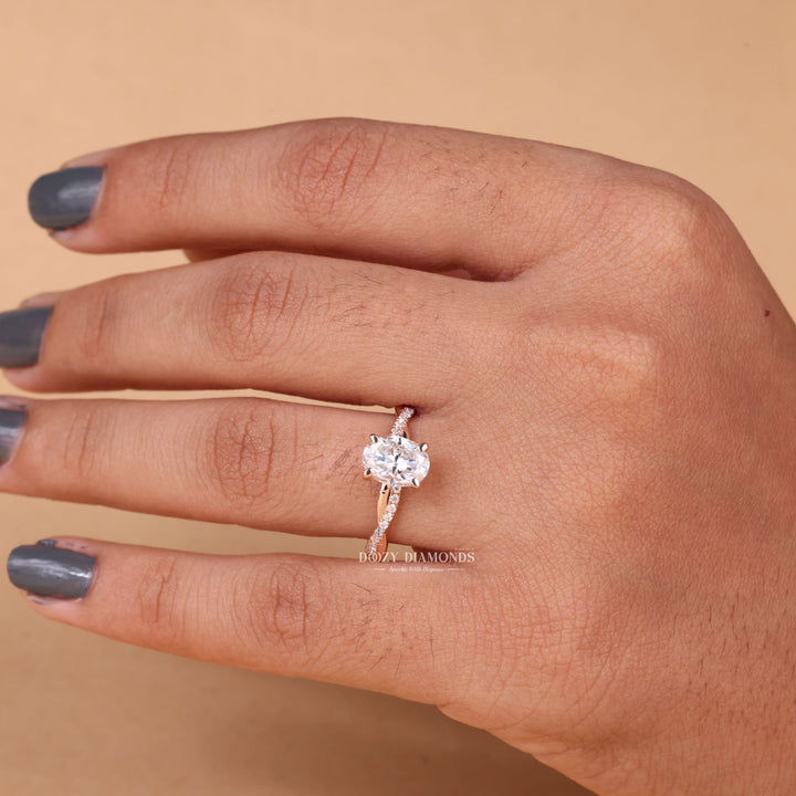 1.0CT-2.0CT Oval Cut F/VS1 Lab Grown Infinity Diamond Engagement Ring