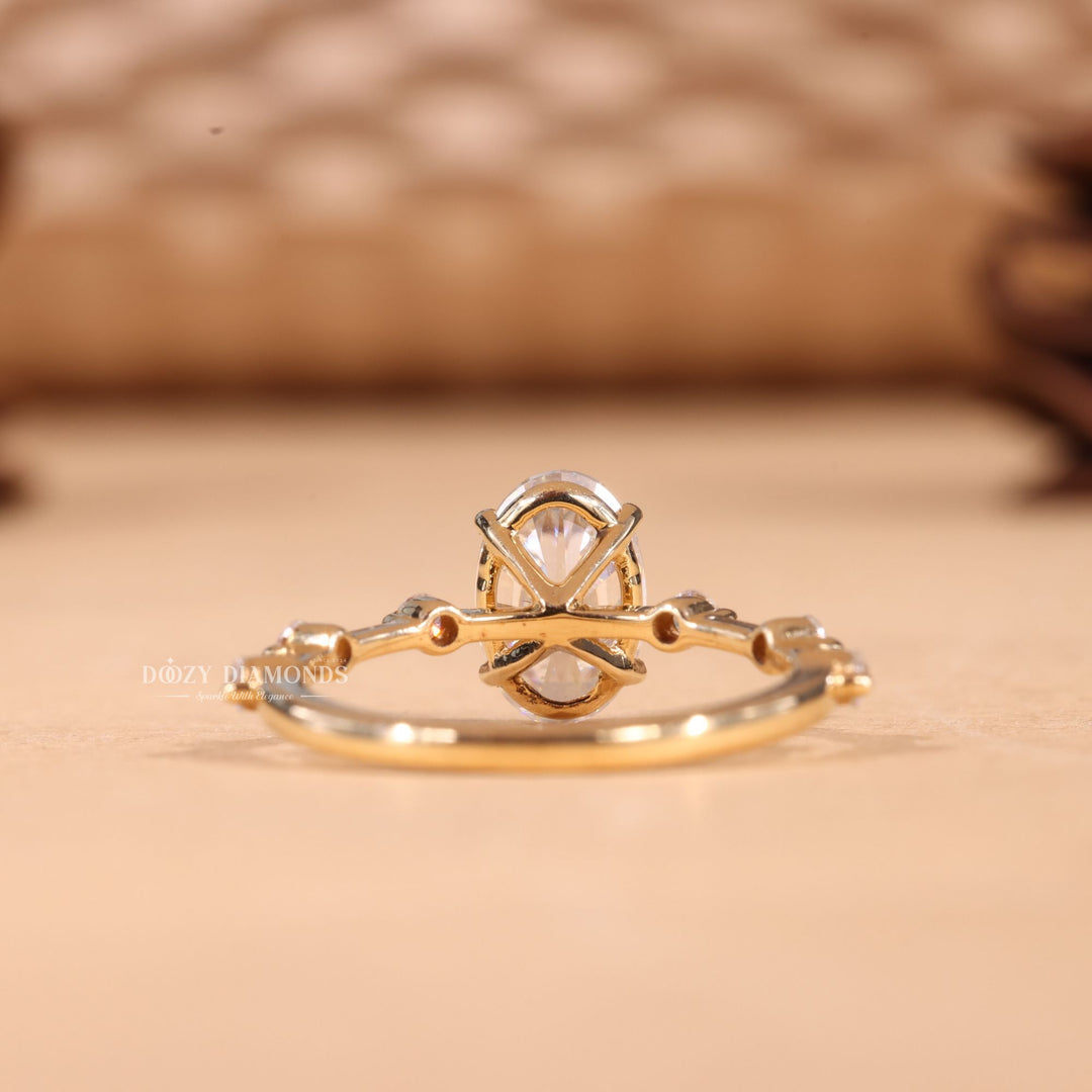 2.0CT-3.0CT Oval F/VS1 Lab Grown Diamond Distance Pave Engagement Ring
