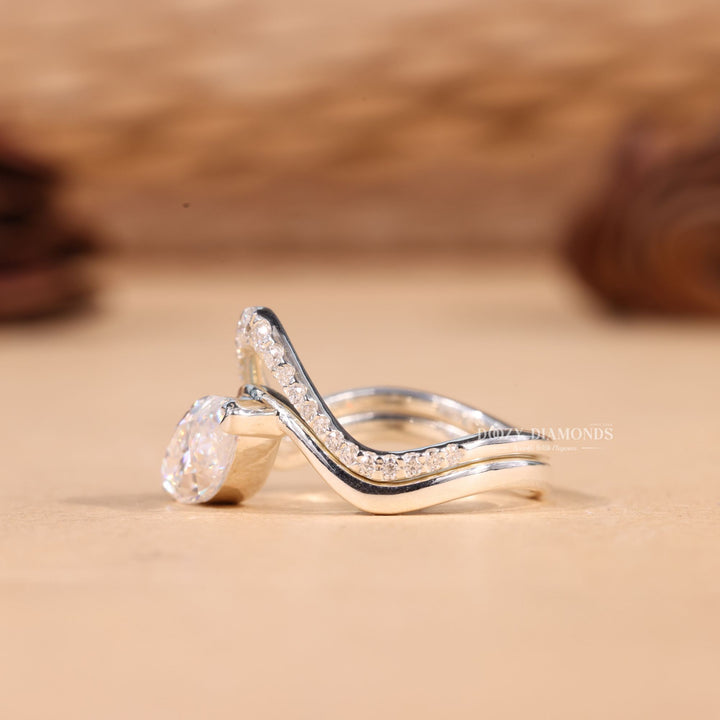 2.50CT Marquise Cut EF-VS2 Lab Grown Waves Wedding Ring with Curved Band