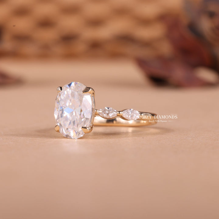 2.50CT-3.50CT Oval F/VS2 Lab Grown Diamond Pave Engagement Ring