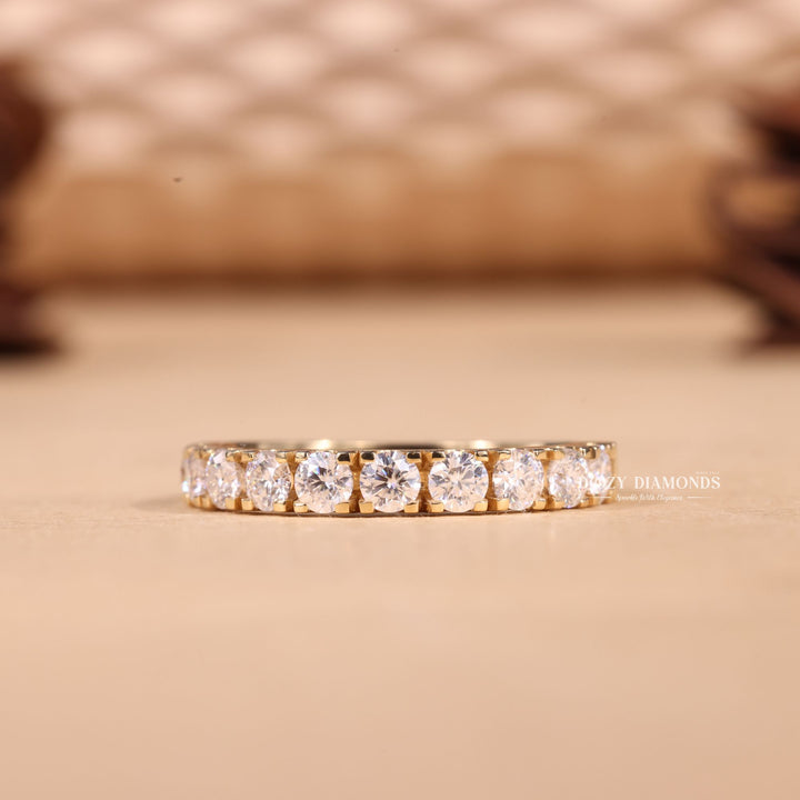 Round Cut Lab Grown Diamond EF/VVS Half Eternity Wedding Band
