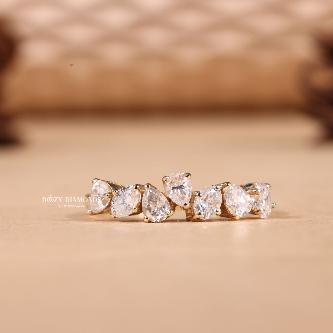 Oval & Pear Cut Lab Grown Diamond EF/VVS Cluster Wedding Band