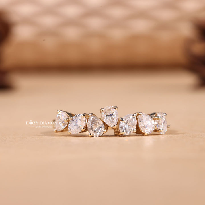 Oval & Pear Cut Lab Grown Diamond EF/VVS Cluster Wedding Band