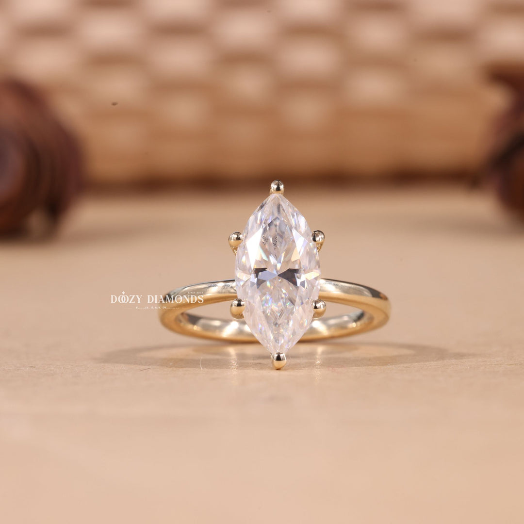 2.0CT-3.0CT Marquise Cut F/VS2 Lab Grown Diamond Hidden Halo Engagement Ring